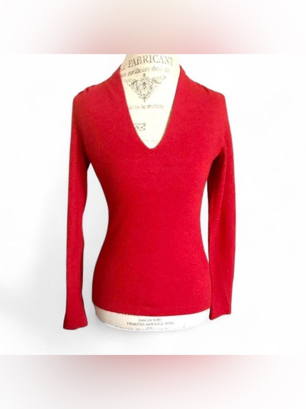 Banana Republic Red Wool Blend V Neck Sweater Sz XS